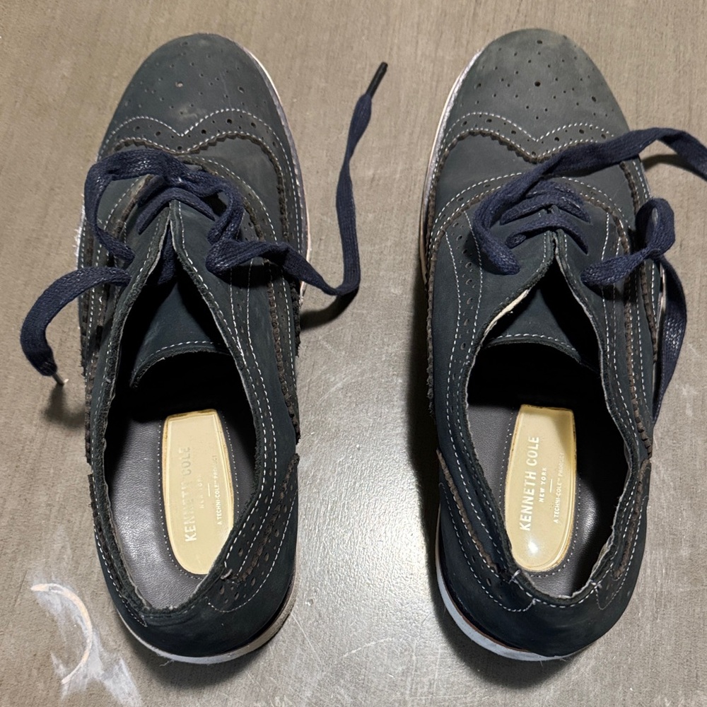 Kenneth Cole Navy Suede Wingtip Derby Sneakers